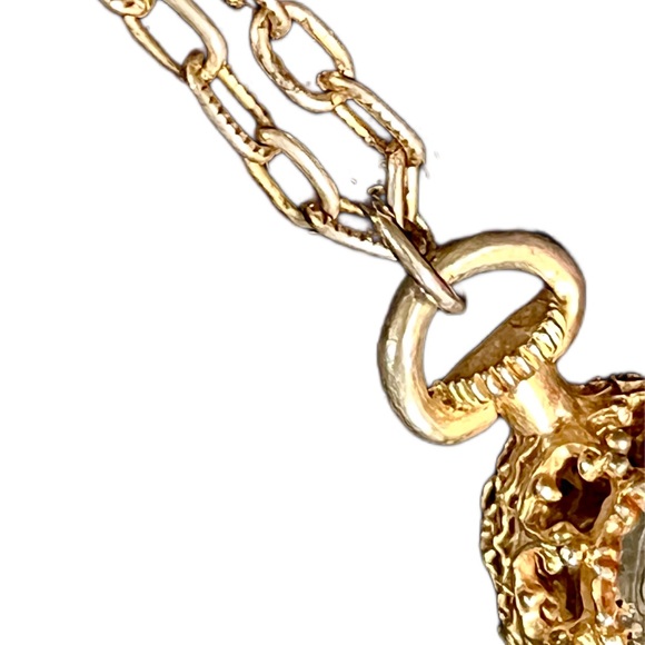 VTG Puff Gold Carved Cameo - Classic Cameo & Floral Tassel Necklace - Picture 7 of 11